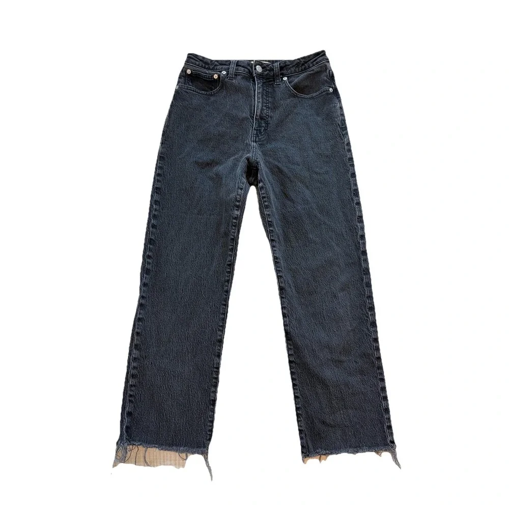 Madewell Curvy 90s Straight Leg High Rise‎ Zipper Fly Jeans Black Womens Size 28